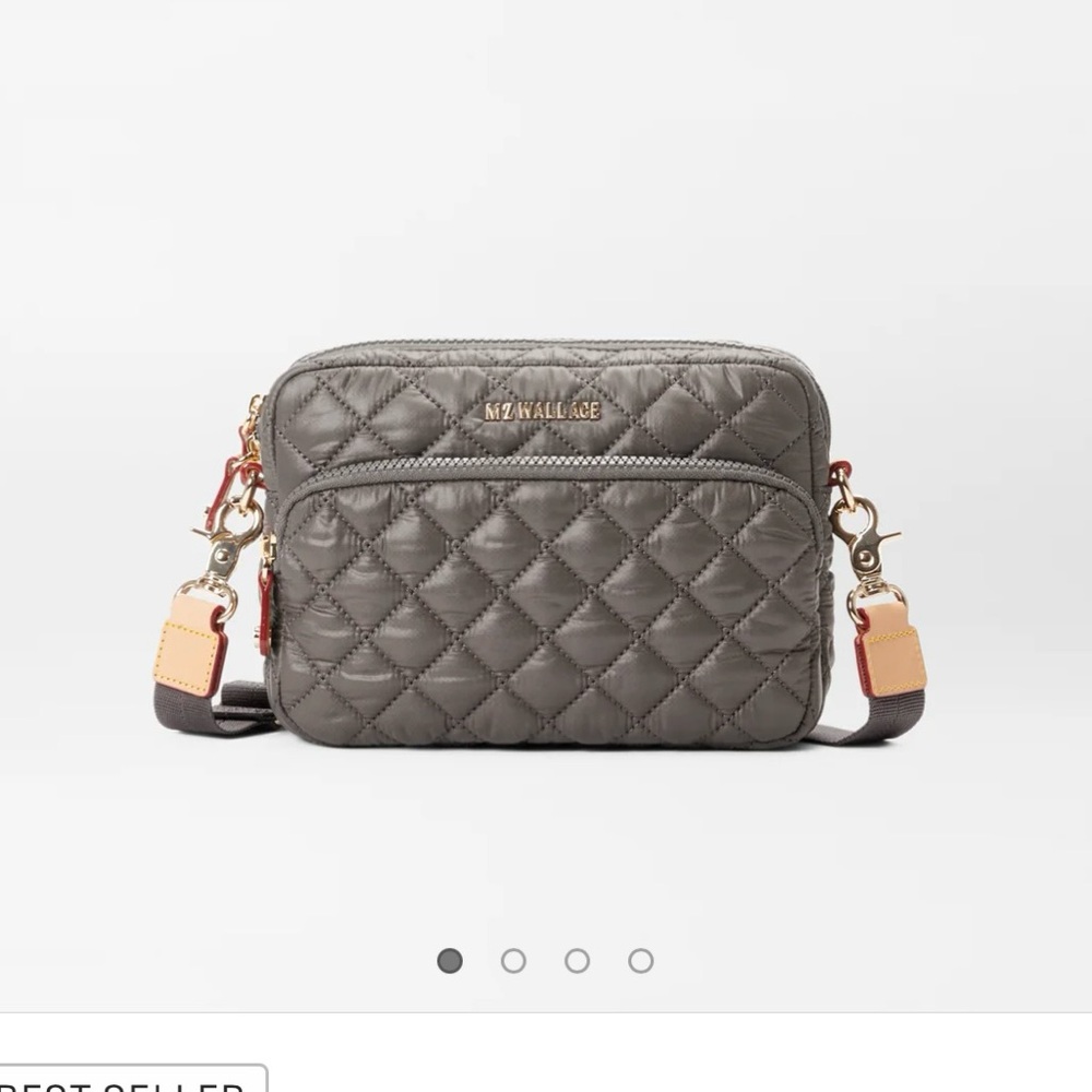 MZ Wallace Gray Quilted Crossbody Bag with Adjustable Strap